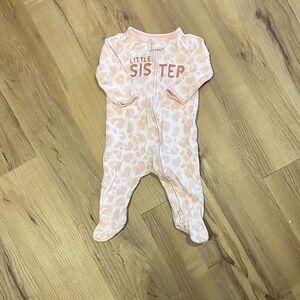 Carter's Pink Leopard-Print Little Sister Footed One-Piece